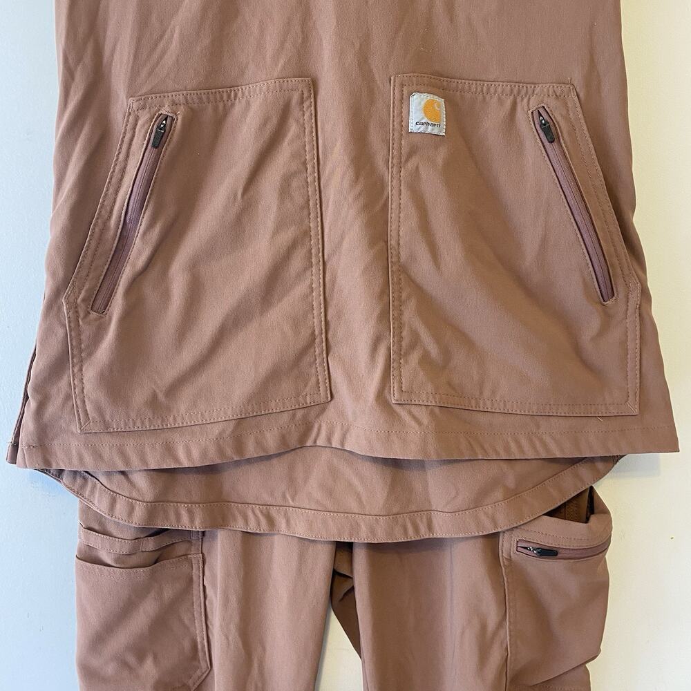 Carhartt Modern Fit Women S Work Scrub Nurse Uniform Set Brown Top & Pants - Picture 7 of 13